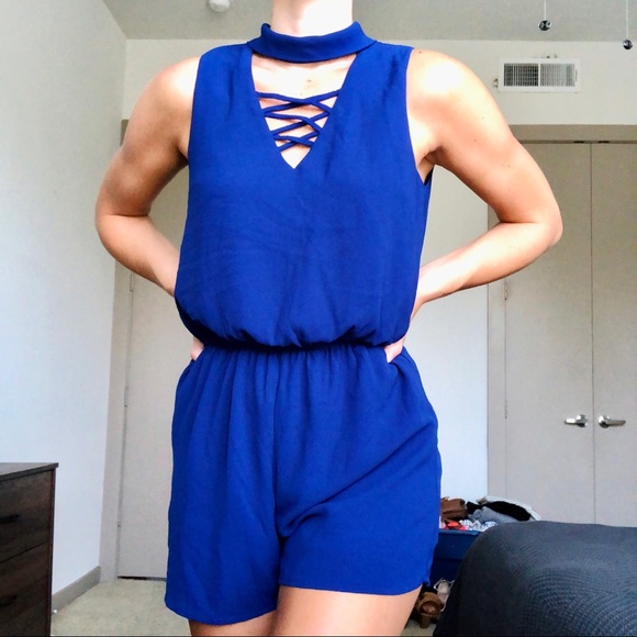 blue romper pants